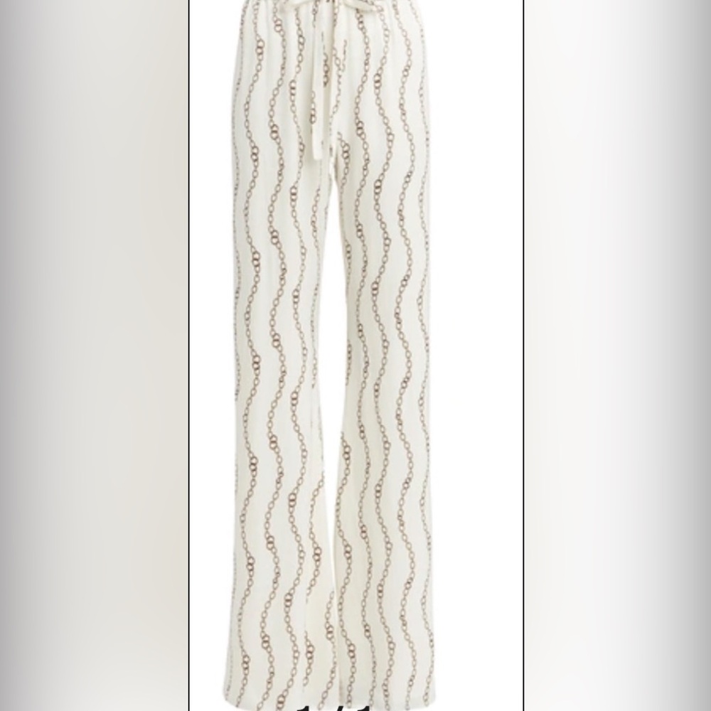 Alexis Ivory Satin Chain Link Pattern Pants